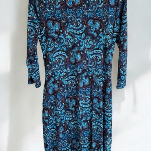 🩵Talbots Teal & Black Paisley Midi Dress🩵🦋 - Picture 3 of 4